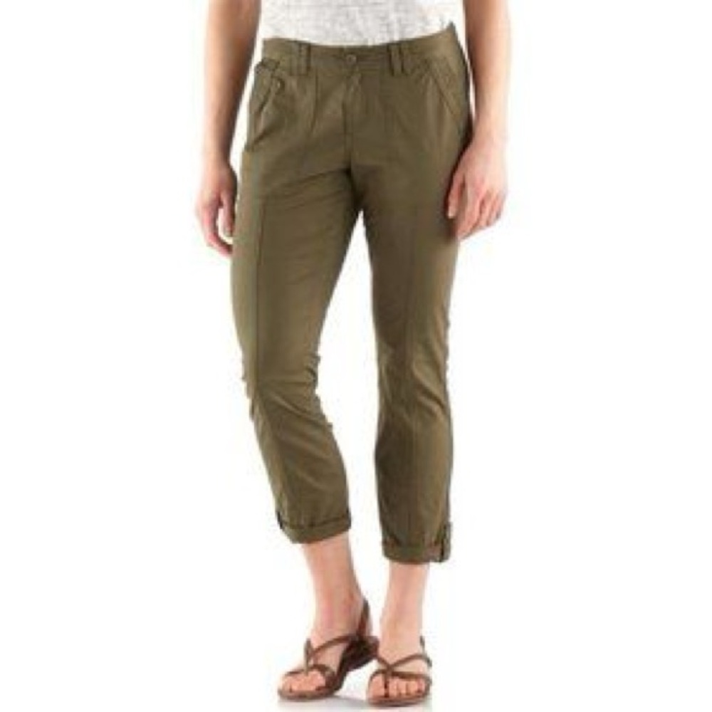 Prana Mari capri cropped pants olive green size 0